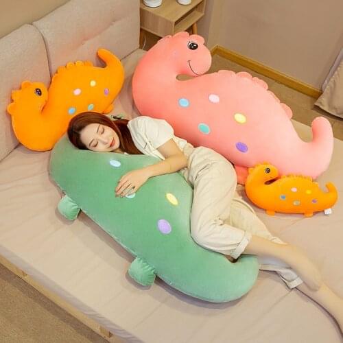 Pink Dinosaur Plush Body Pillows Cartoon Animal Plushie Toys Sofa Bed Office Chair Accompany Cushions Colorful Spots Kids Gifts