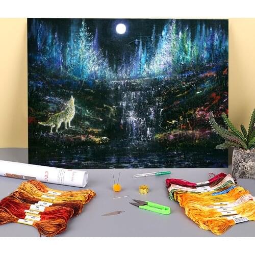 Natural Scenery Printed 11CT Cross Stitch Complete Kit DIY Embroidery DMC Threads Painting Hobby Sewing Handmade Promotions