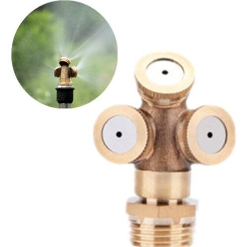 10pcs 3-Head Garden Sprinklers Irrigation Brass Water Flower Misting Nozzle Fog Sprayer for Agricultural Garden Tools