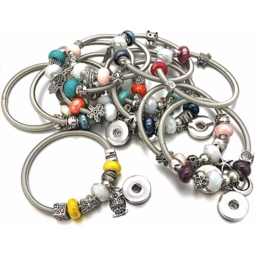 Mixed Sale Crystal New Arrival 182 Bead Fashion 18mm Snap Button Bracelet Interchangeable Charm Jewelry For Women Christmas Gift