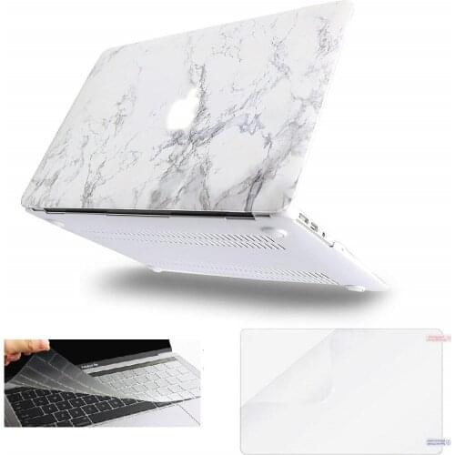 3in1 Marble Printing Hard Cover Case+Keyboard Cover For Apple Macbook Air Pro Retina Touch Bar & Touch ID 11 12 13 15 inchs
