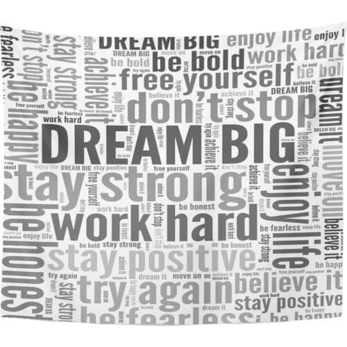 Inspirational Dream Big Positive Words Again Don Enjoy Hard Tapestry Home Decor Wall Hanging for Living Room Bedroom Dorm 50x60