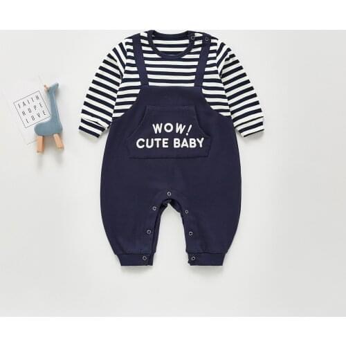 Spring New Baby Boys Stitching Color Bodysuit