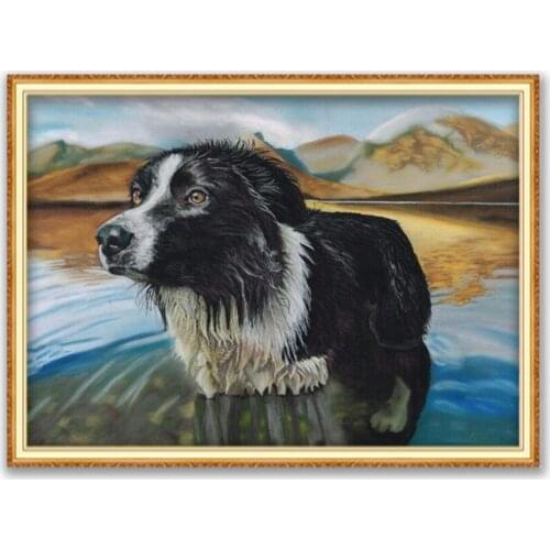 Animal Border Collie DIY 11CT Cross Stitch Embroidery Kits Craft Needlework Set Cotton Thread Printed Canvas Home Hot Sell New