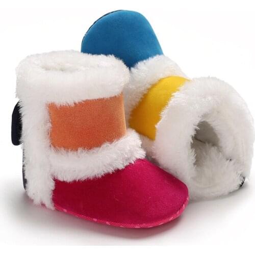 Winter Keep Warm First Walker Baby Girl Toddler Boots with Butterfly-knot Anti-Slip Snow Thick Shoes