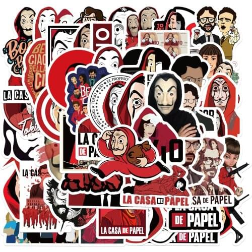 10/50pcs Money Heist Cartoon Stickers Gifts Toys for Children DIY Skateboard Laptop Moto Car Decal