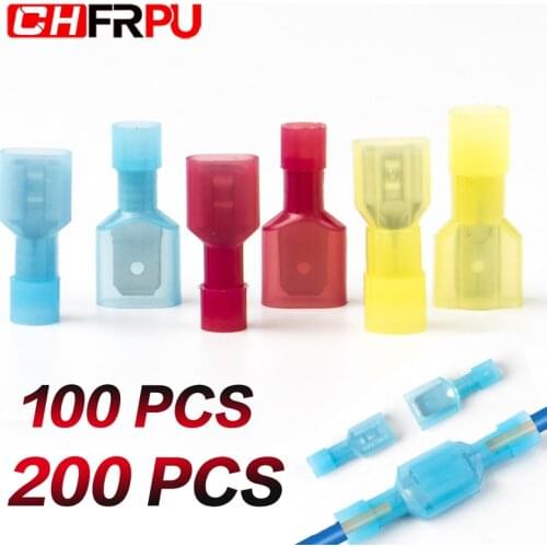100Pcs 50sets 200PCS 100sets Spade type insulated terminal female and male connector terminal cable butt joint terminal crimping