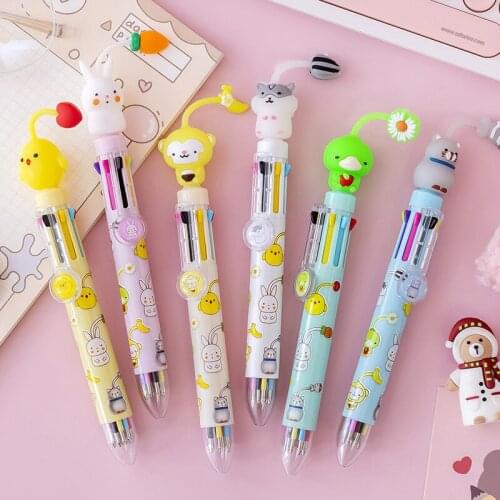 24 PCS Creative Chicken Monkey Animal Pendant 8 Color Ballpoint Pen Graffiti Pen Student Gift Prize School Supplies Stationery
