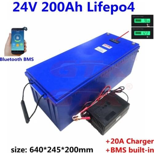 24V 200Ah Lifepo4 Lithium battery 3000 cycles with bms for Telecom UPS Solar Energy Storage marine motorhome RV+20A Charger