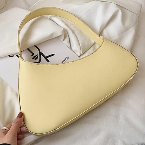 Irregular Solid Color Half Moon Shoulder Bags For Women 2021 PU Leather Womens Designer Zipper Handbag Female Travel Armpit Bag