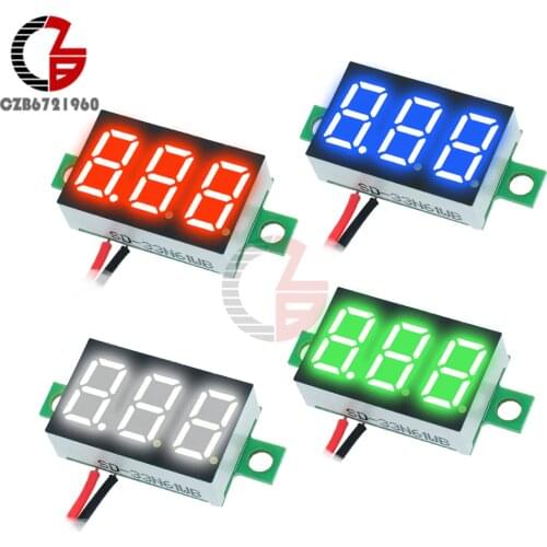 12V Car Voltmeter 0.36 inch LED Digital Voltmeter Voltage Meter Adjustable Volt Detector Tester Monitor DC 4.7-32V 2 Lead Wire