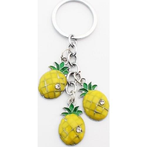 FREE SHIPPING BY DHL 100pcs/lot New Hot Metal Fruit Pineapple Keychains Zinc Alloy Pineapple Keyrings Pineapple Keyholders
