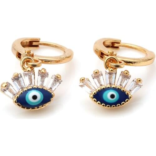 Eye Shiny Zircon Earring Gold Color Earrings Bohemian Earring For Women Female Turkish Jewelry