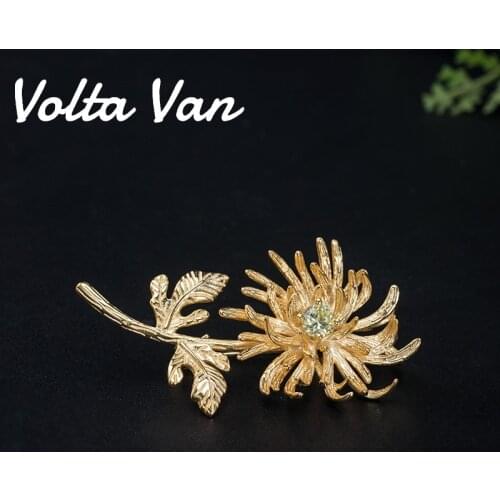 Volta Van Brooches 925 Sterling Silver Pins Zircon 2021 New Fine Jewelry Elegant Chrysanthemum Design Luxury Fashion Brooches