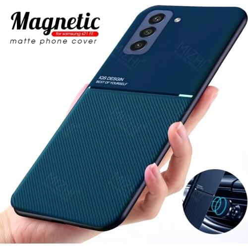 For Samsung S21 FE Case Shockproof Magnetic Car Holder Phone Cover On For Samsung Galaxy S21 S 21 FE S21FE Leather Texture Coque