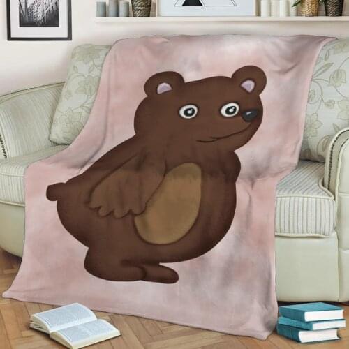 Bear Flannel Throw Blanket 3D Printed Keep Warm Sofa Child Blanket Home Decor Textiles Dream Family Gift