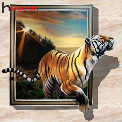 Huacan Full Square/Round Diamond Painting Tiger Animal 5D DIY Diamond Embroidery Mosaic Art Decorations Home