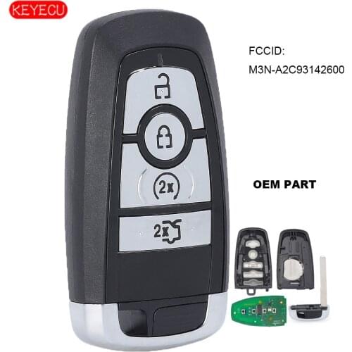 KEYECU OEM Smart Proxy Keyless Entry Remote 4 Button 433MHz fob Transmitter for Ford Mustang 2018-2019 FCC ID: M3N-A2C93142600