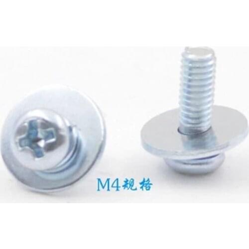 M4 Large flat pad combination Screw Phillips Screws Round head Sems Zinc Bolts
