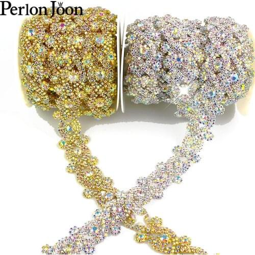 1yard X-shape AB color Symphony crystal rhinestones trim metal chain Ribbon for dress, bag, shoes accessories ML013