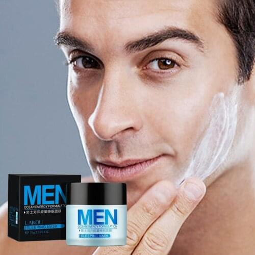 LAIkou Men Sleep Mask 70g Whitening Blackhead Acne Printed Shrink Pores And Oil Control Skin Care Products For Men