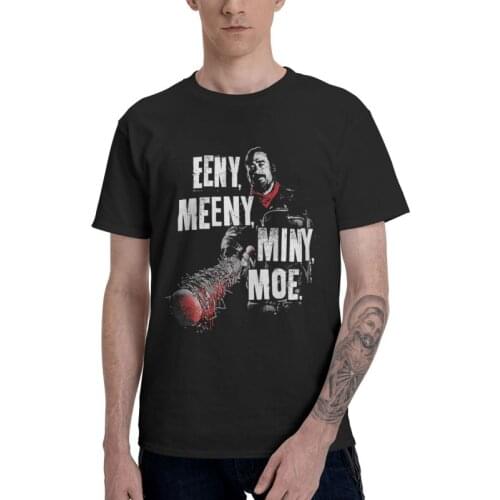 Vintage Film The Walking Dead T-Shirts Men Graphic T Shirt Short Sleeve Eeny Meeny Miny Moe Negan Tshirt 100% Cotton Tee Tops