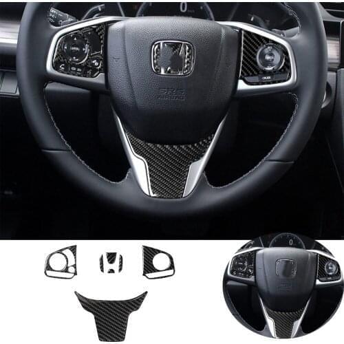 Soft Real Carbon Fiber for Honda Civic 2016-2019 Carbon Fiber Steering Wheel Sticker Trim Car Accessories Parts