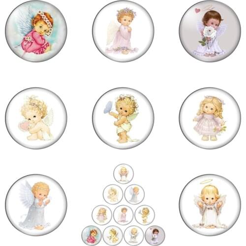 New Vintage Virgin Mary Angel Baby Round Photo Glass Cabochon Demo Flat Back Making Findings Handmade DIY Accessories