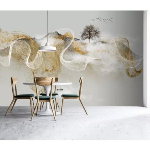 New Chinese modern zen light luxury abstract ink landscape background wall decoration wallpaper murals