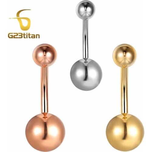 G23titan Barbell Ball Belly Button Piercing 3 Colors Sexy Womens Beach Navel Ring 16G Titanium Body Pierce Jewelry
