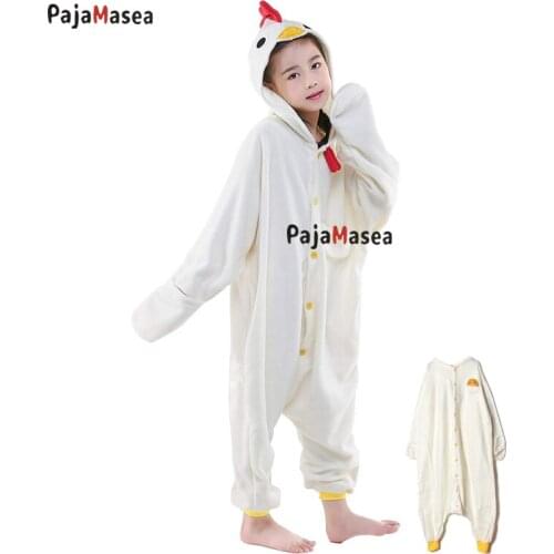 PAJAMASEA Kids White Rooster Animal Onesies Child Halloween Costume Girl Cartoon Cosplay Adult Funny Novetly Raccoon Kigurumi
