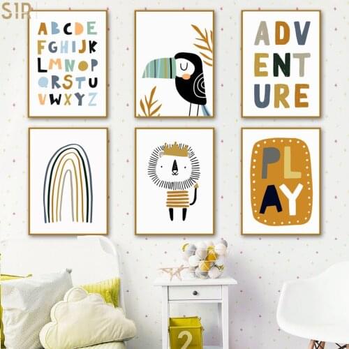 Posters Kinderkamer Letters Numbers Poster Alphabet Wall Pictures for Bedroom Baby Decoration Room Wall Nursery Art Paintings