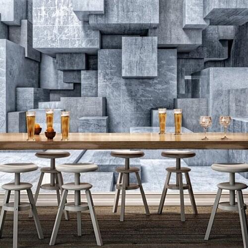 Custom Retro Cement Wall 3D Space Geometric Lattice Photo Wall Paper For Living Room Office Restaurant Backdrop Decor Wall Mural