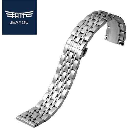 JEAYOU Men Stainless Steel Watch Strap For Armani With Deployment Button 22mm