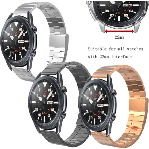 For 22mm Samsung Gear S3 Frontier/Classic 45mm Band strap Galaxy 46mm Band V-MORO Stainless Steel Metal Bracelet Strap R800
