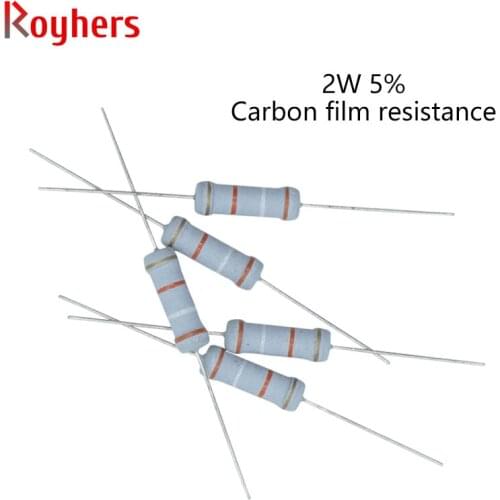 20Pcs 2W 0R-22M Carbon Film Resistor 5% Tolerance 1K 2K 12K 16K 22K 30K 47K 82K 100K 150K 200K 2 Ohm Electronics Resistance