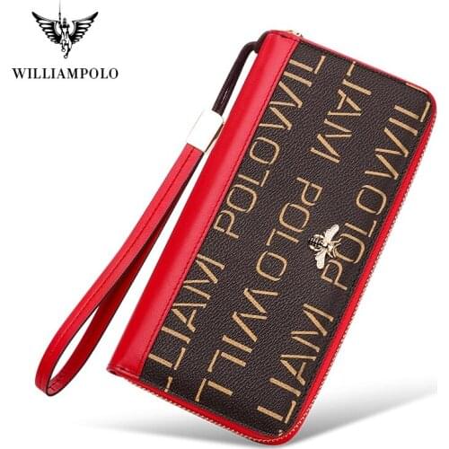 WilliamPolo Luxury Brand Leather Wallets Women Long Zipper Phone Bag Coin Purses Tassel Design Wallets Female Money Bag