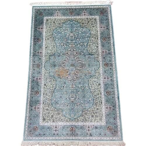 Seeykeep™ 3x5ft Rectangle Pure Silk Handknotted Light Blue Dome Motifs Rug-SK3036162