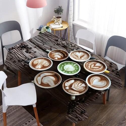 Coffee Print Table Cloth Waterproof Rectangle Dining Table Cover For Living Room Kitchen Decoration Tablecloth