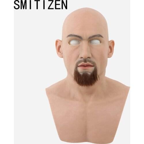 Smitizen adult latex realistic masquerade silicone mask for man full face party real skin party masks fetish