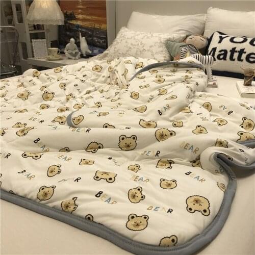 Knitted Cloud Soft Summer Blanket Ins Fried Chicken Soft Single Double Summer Thin Duvet Airable Cover Little Bear Cartoon