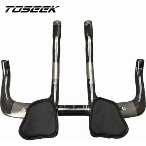 TOSEEK Full Carbon TT Bicycle Parts Travel Cycling Aero Bar Bike Rest Handlebar + TT Handlebar Sets 465g