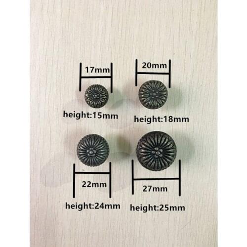 Vintage Jewelry Box Hardware Box Furnoiture Handle Flower Carved Fungiform Matched Bronze Tone,10pcs