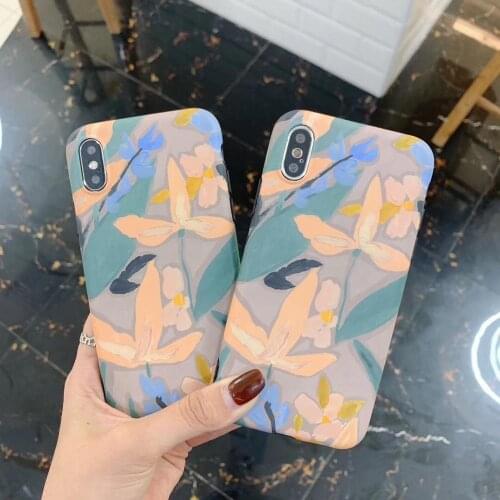 VNSTRIP Vintage painting Flower Ins popular case for iPhone 678 PLUS X XS MAX Elegant Floral Back Cover Conque