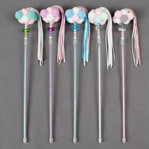 Fairy funny cat stick handmade plush ball tassel bell feather cat toy 40cm beaded tube pet supplies promotion