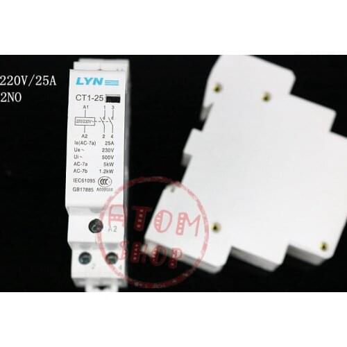 Auxiliar de partida CT1 CT1-25 25A 2P 230v 50 or 60HZ Din rail Household AC Contactor 2NO