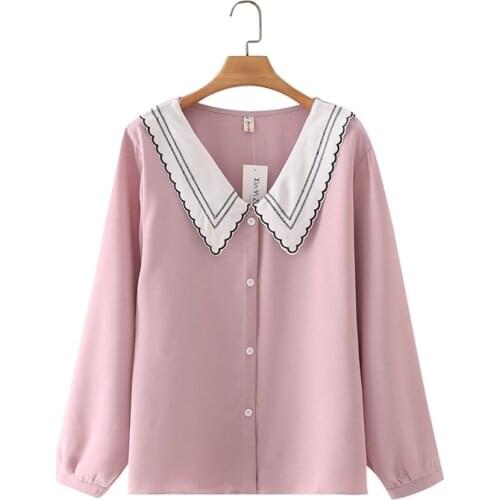 Plus Size Womens Chiffon Blouse Long Sleeved XL-4XL White Black A-line V-neck OL Tops Large Size Spring Autumn Muslimah Blusas