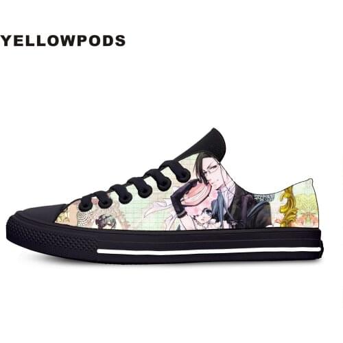 Womens Flats Classic Canvas Shoes Black Butler Anime Hot Cool Custom Logo Image Printing Mesh Breathable Outdoor Shoes