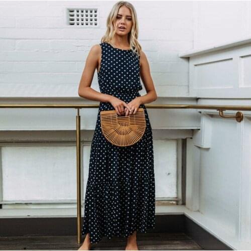 Long Dress Women Sexy Summer Polka Dot Beach Chiffon Dresses Boho Style Casual Party Office Shirt Dress Vestido For Female