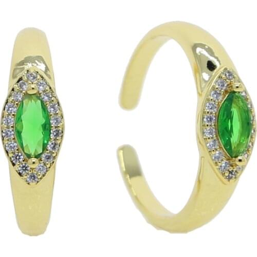 Big Cz Green Rings 2021 New Luxury Stone Crystal Rings for Women Gold Color Wedding Engagement Fashion Jewelry Adjustable Size